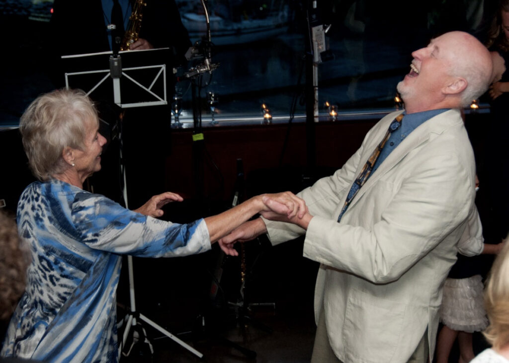 Tom dancing with his wife and research partner, Charlotte Beck. Photo courtesy of Lisbeth Louderback.